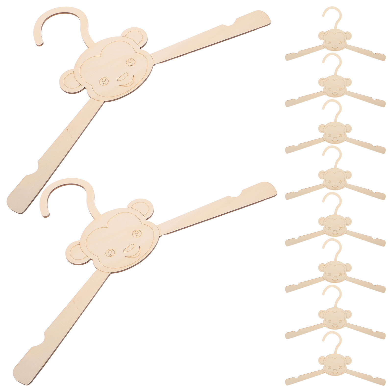 Baby Nursery Organizer - 10 Stück Baby-Holzkleiderbügel in Affenform, Niedliche