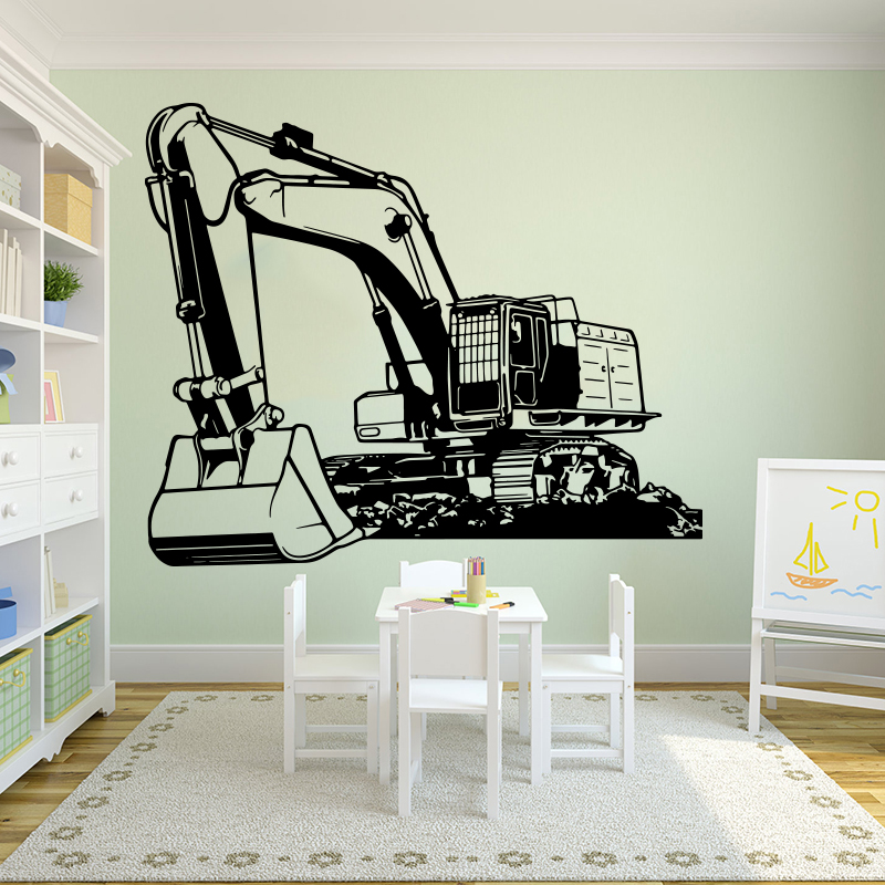 Baby Nursery Wall Decals - Große schwere Equipmen Bagger Bagger Wandaufkleber