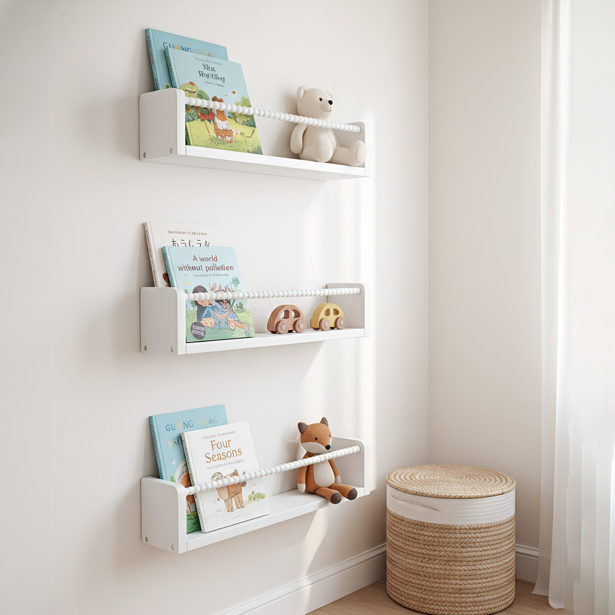 Baby Nursery Floating Shelves - Kinderzimmer-Bücherregale, 40 cm Holz-Schweberegale für die