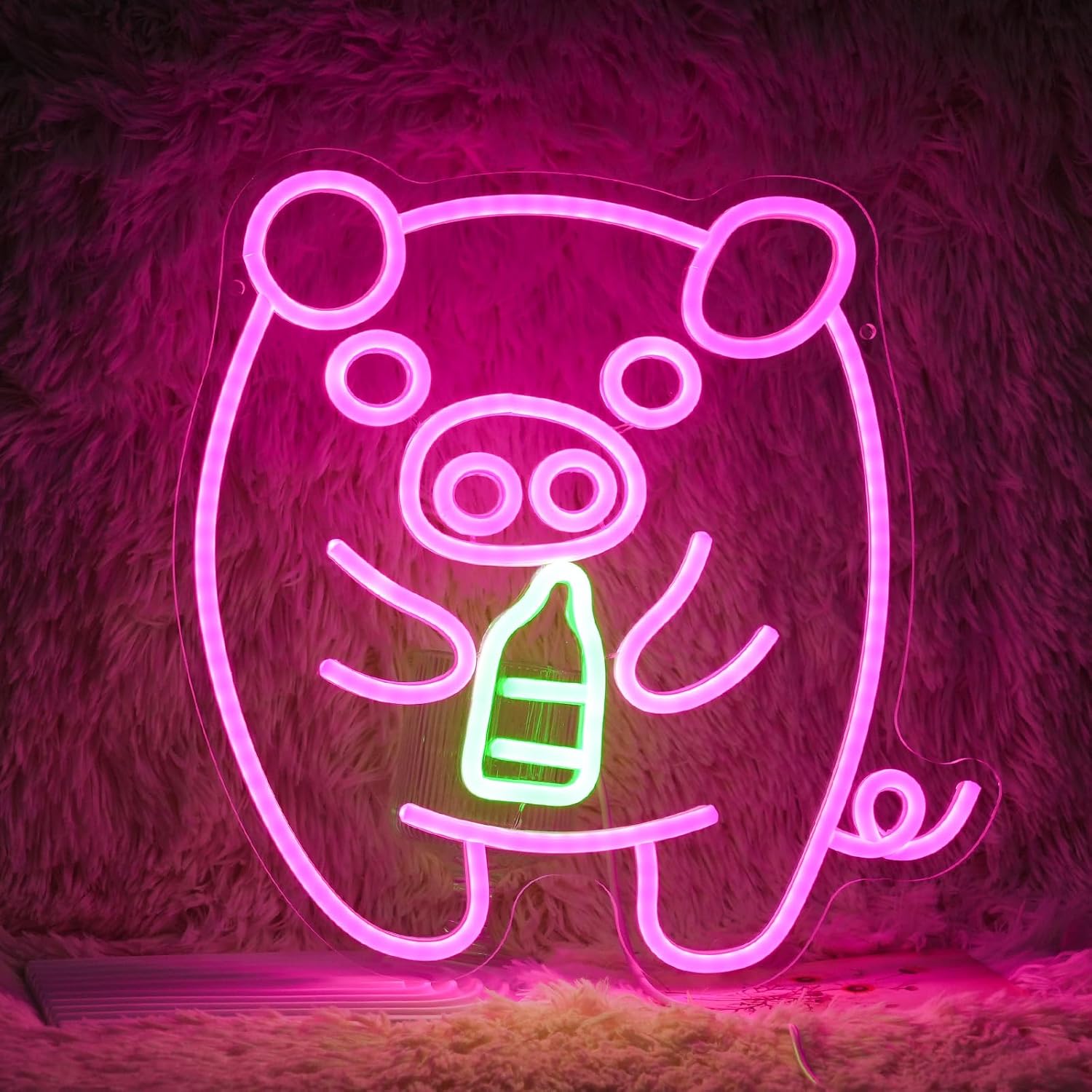 Baby Nursery Wall Lights - Baby Schweinchen Milchflasche Neon-Schild LED USB