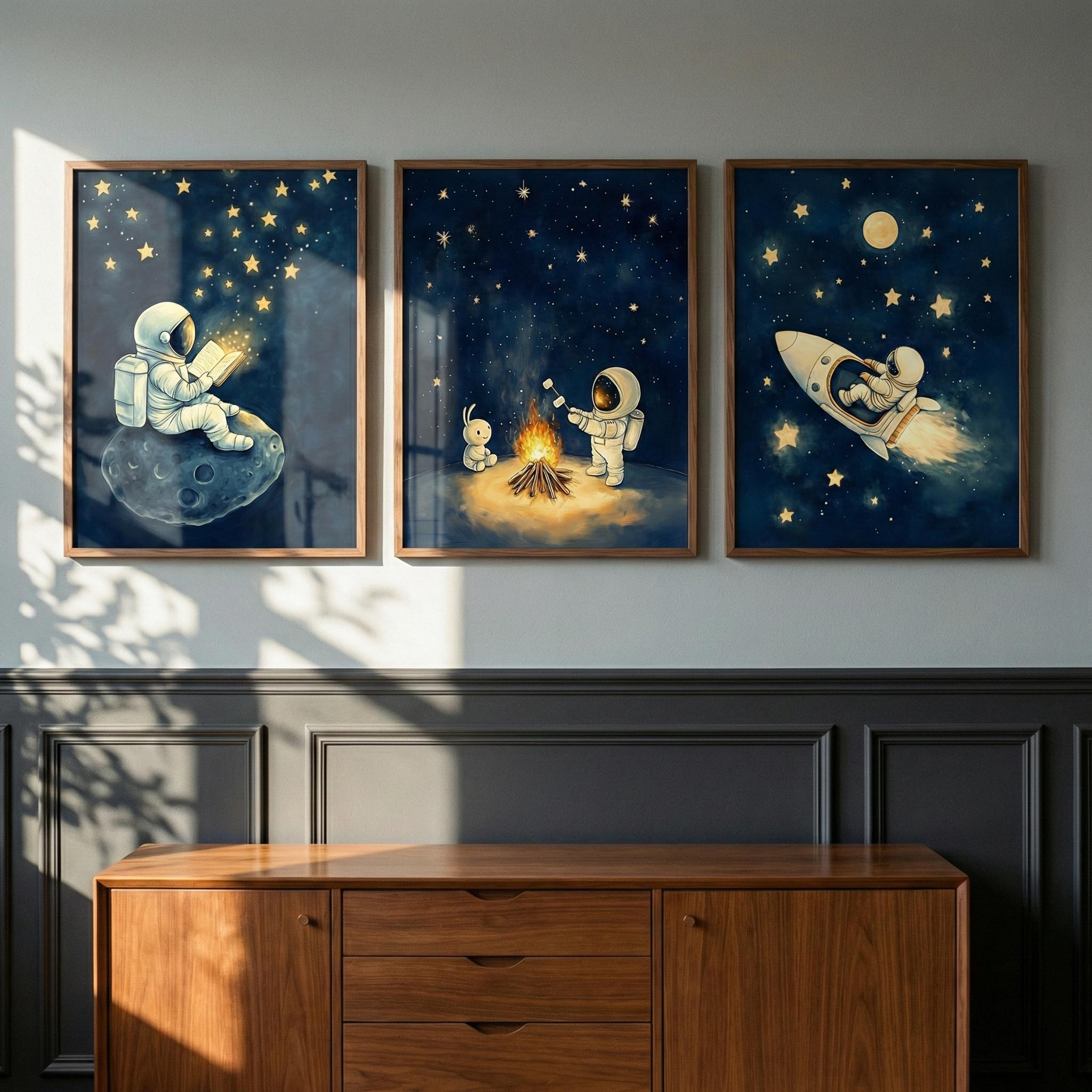 Baby Nursery Frames - Astronaut Weltraum Wandkunst Set aus 3