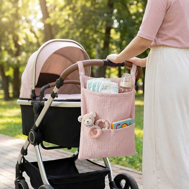 Baby Nursery Unisex - Reine Baumwolle Kinderwagen-Hängetasche mit Mehrfachtaschen, tragbare