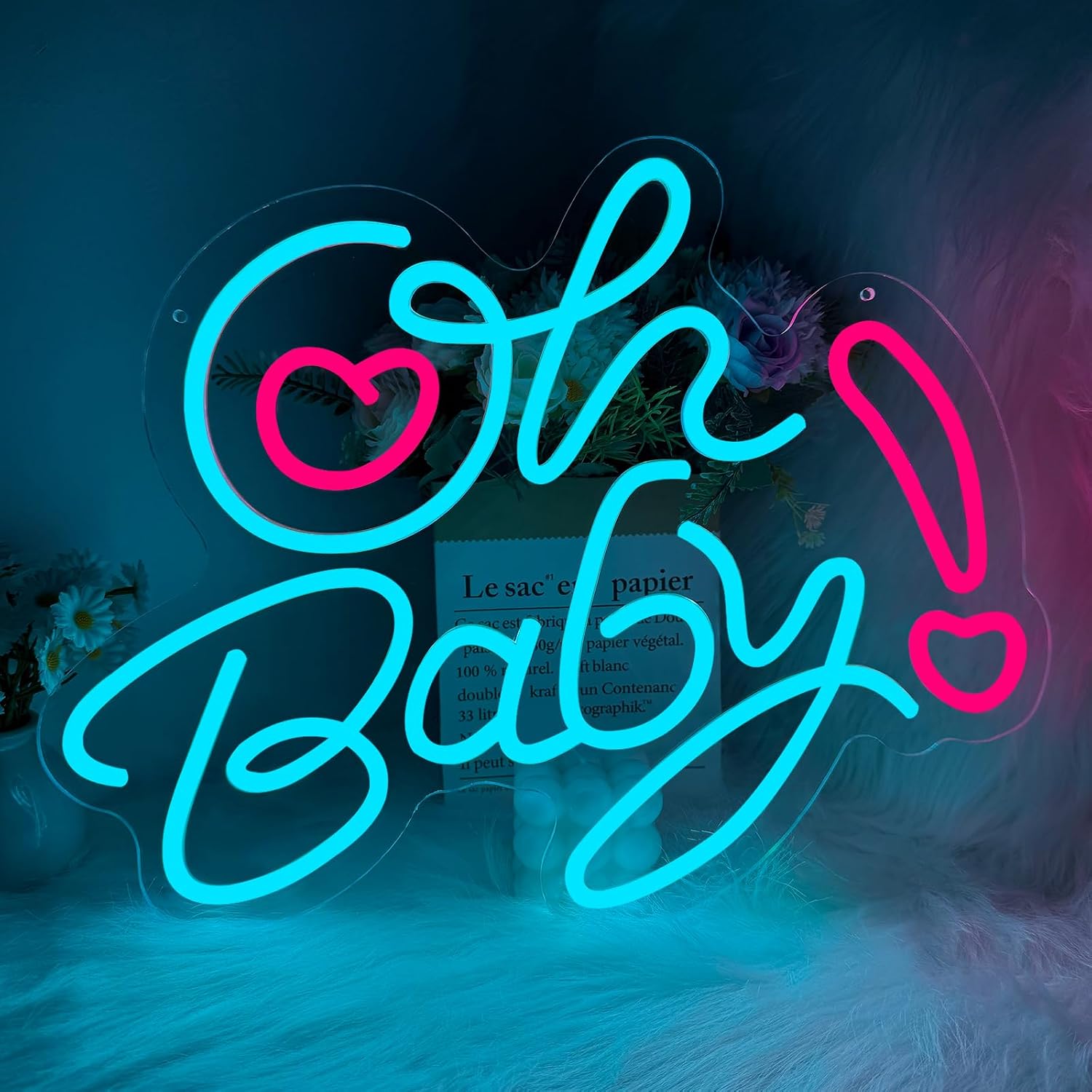 Baby Nursery Wall Lights - Oh Baby Herz LED-Neonschild USB-Wandleuchte Babyparty