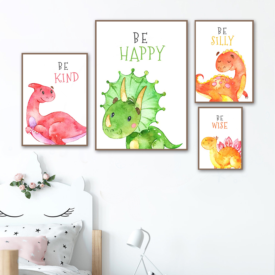 Baby Boy Nursery Quotes - Cartoon Dinosaurier Zitate Wand Kunst Leinwand