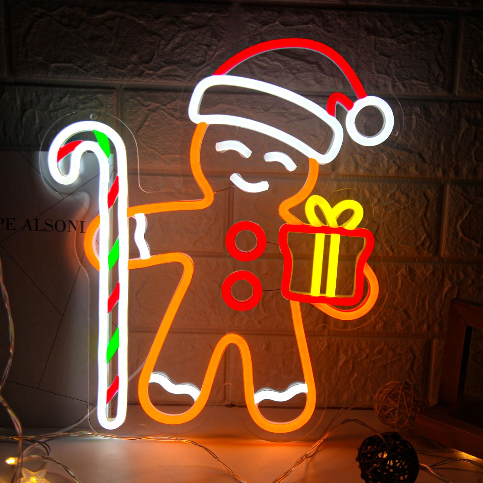Baby Nursery Wall Lights - Lebkuchenmann LED-Neonschild für Wanddekoration, Weihnachten, dimmbare
