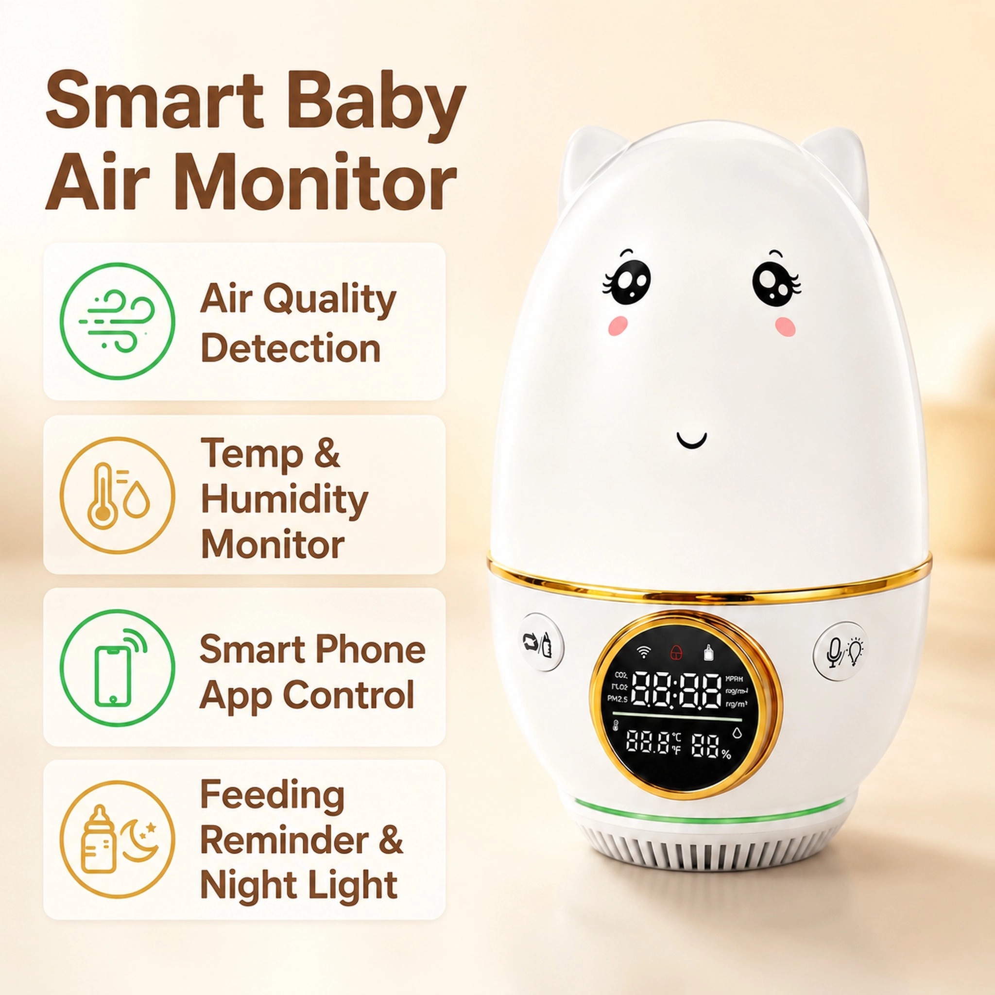 HoldPeak Baby Monitor CO₂±50pp – Baby Nursery Co Bewertung und Preis