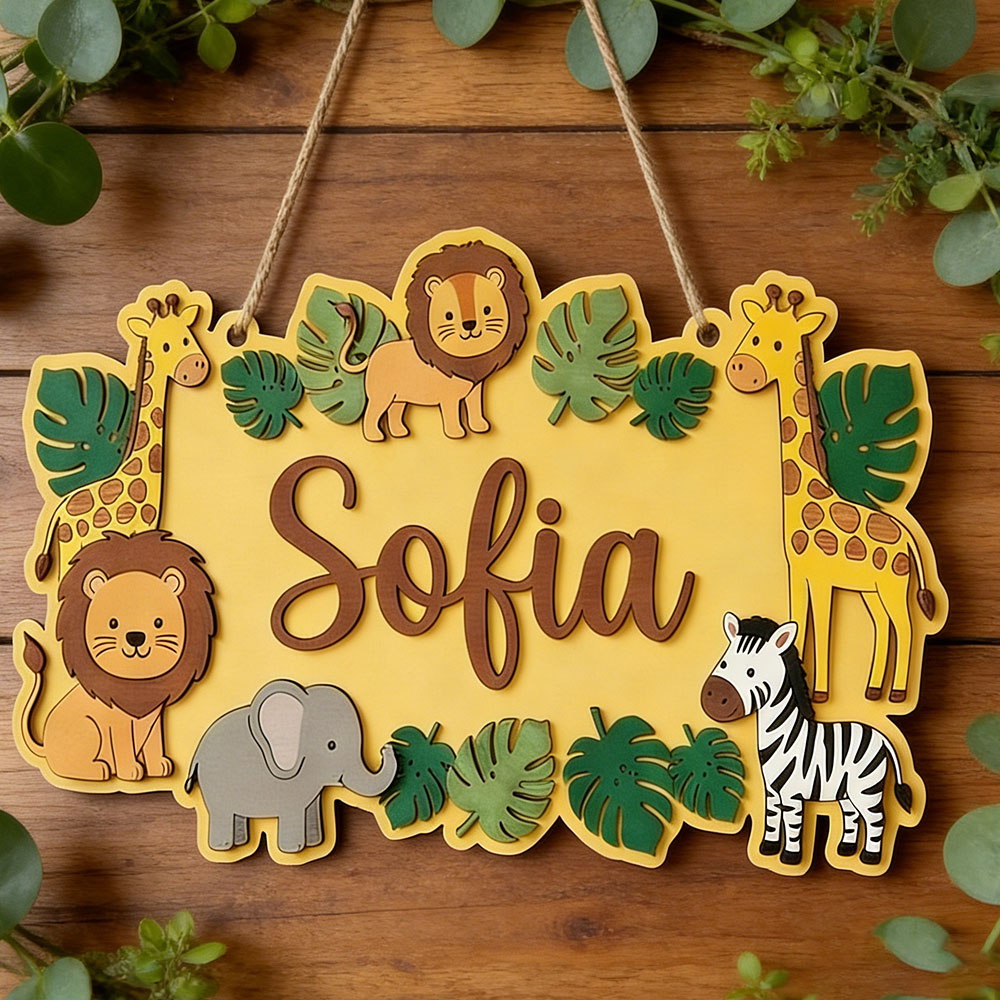 Personalisiertes Safari-Namens – Baby Nursery Yellow Bewertung und Preis