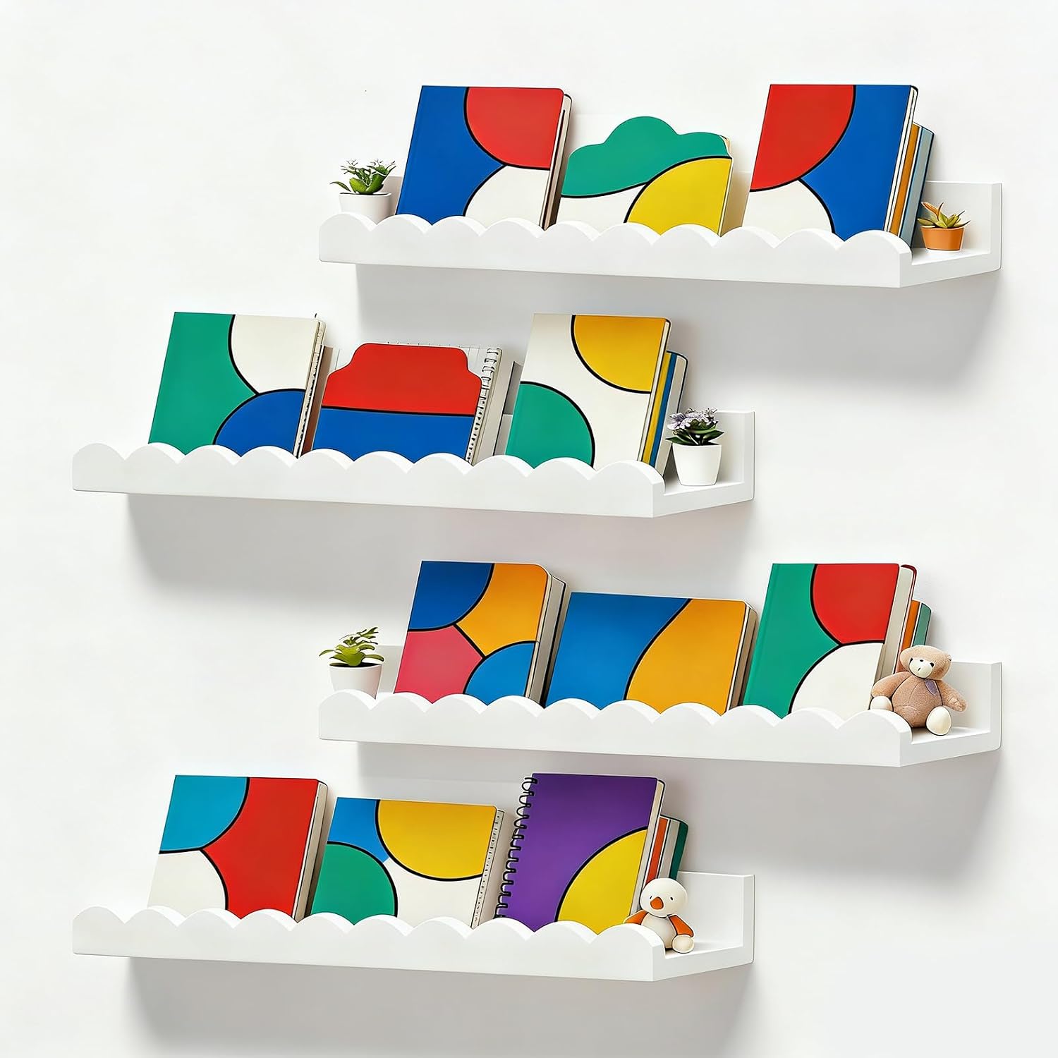Set aus 4 weißen, gewellten, s – Baby Nursery Floating Shelves Bewertung und Preis