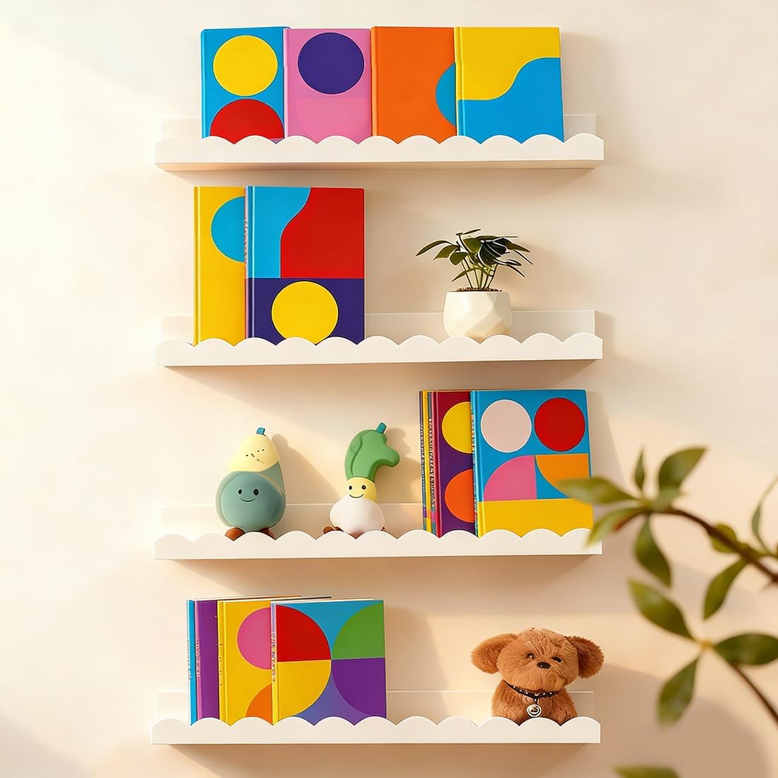 Set aus 4 weißen, gewellten, s – Baby Nursery Floating Shelves Bewertung und Preis
