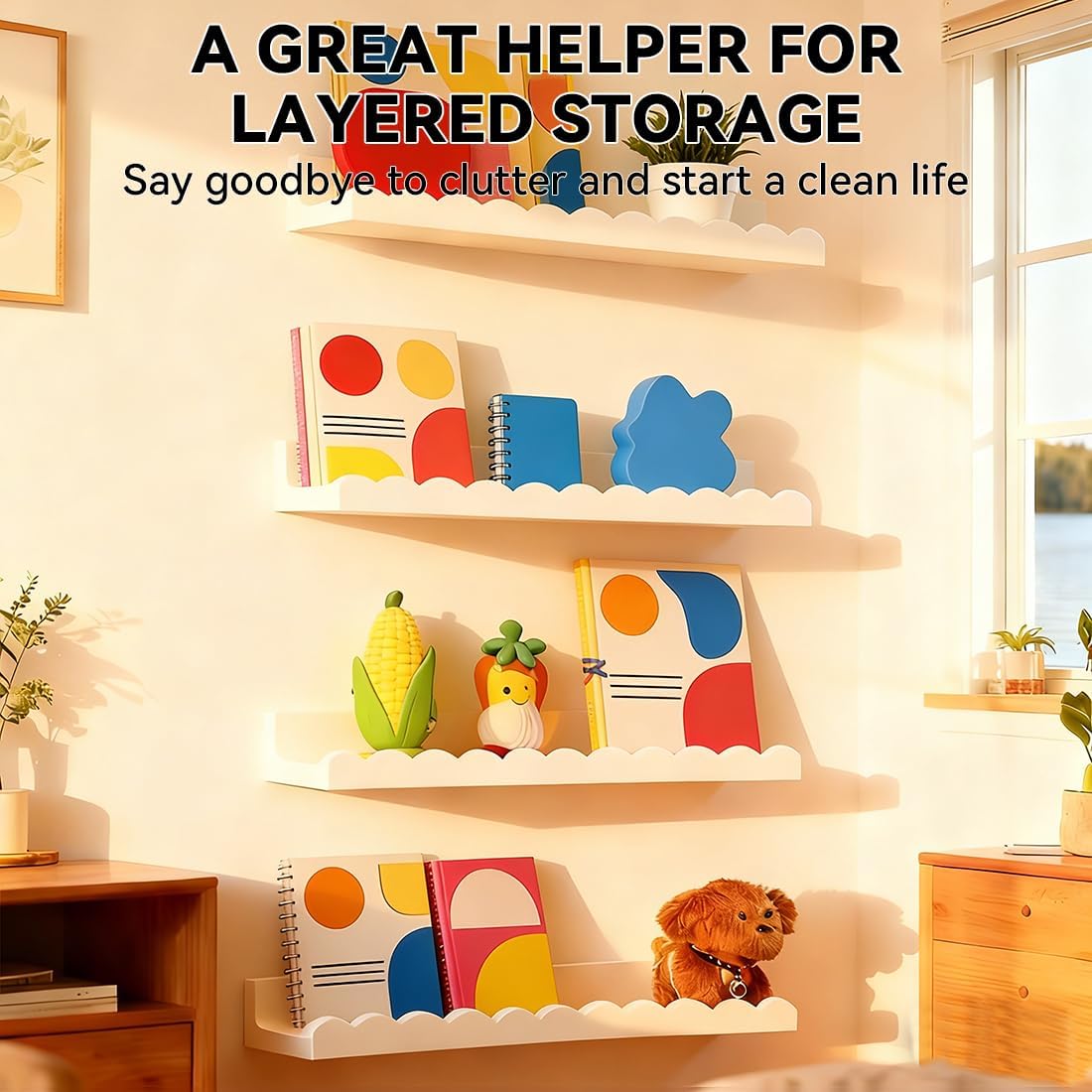 Set aus 4 weißen, gewellten, s – Baby Nursery Floating Shelves Bewertung und Preis