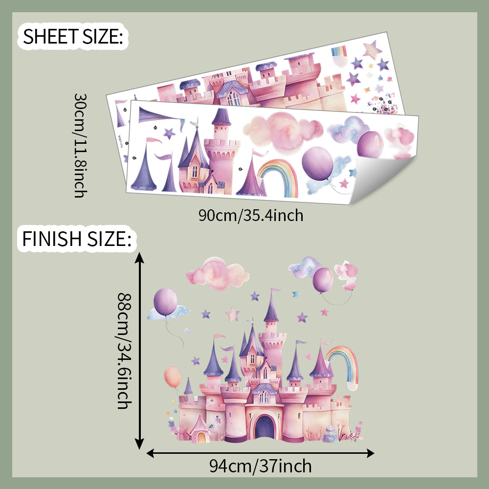 Rosa Schloss-Wandaufkleber, Wo – Baby Nursery Wall Decals Bewertung und Preis