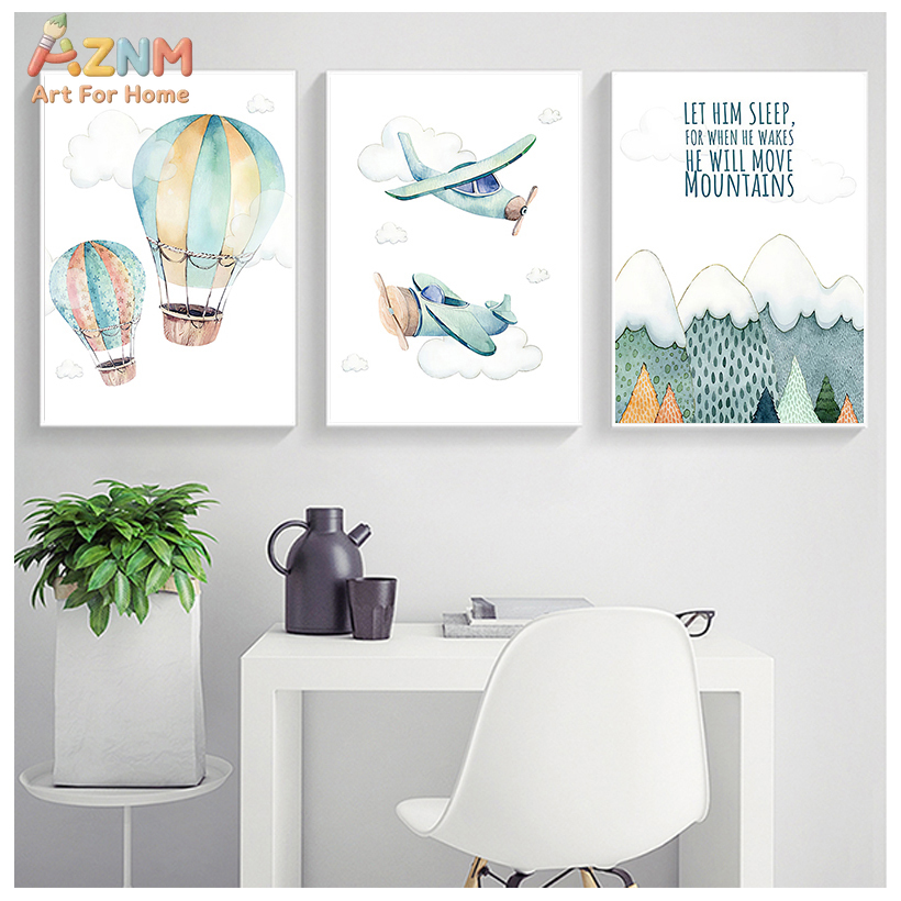 AZNM Aquarell-Flugzeug-Heißluf – Baby Boy Nursery Quotes Bewertung und Preis