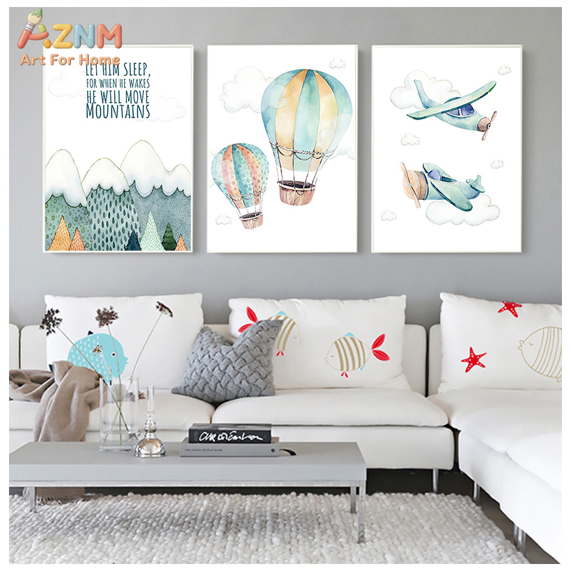 AZNM Aquarell-Flugzeug-Heißluf – Baby Boy Nursery Quotes Bewertung und Preis