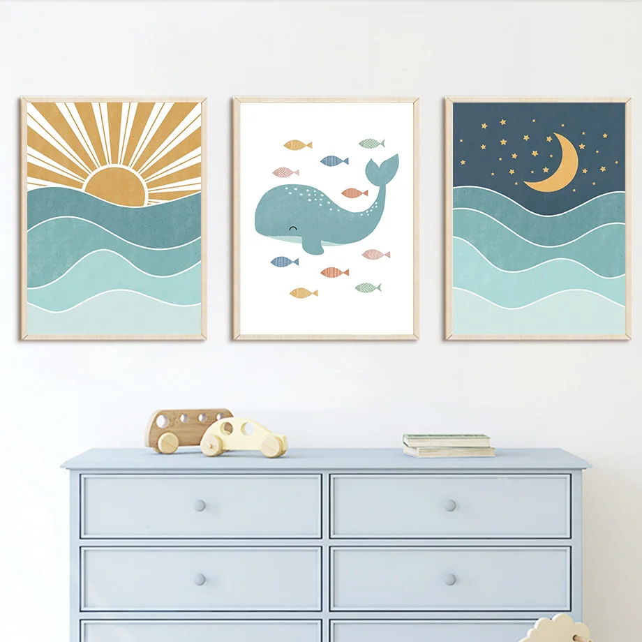 Fisch Wal Möwe Sonnenaufgang S – Baby Boy Nursery Quotes Bewertung und Preis