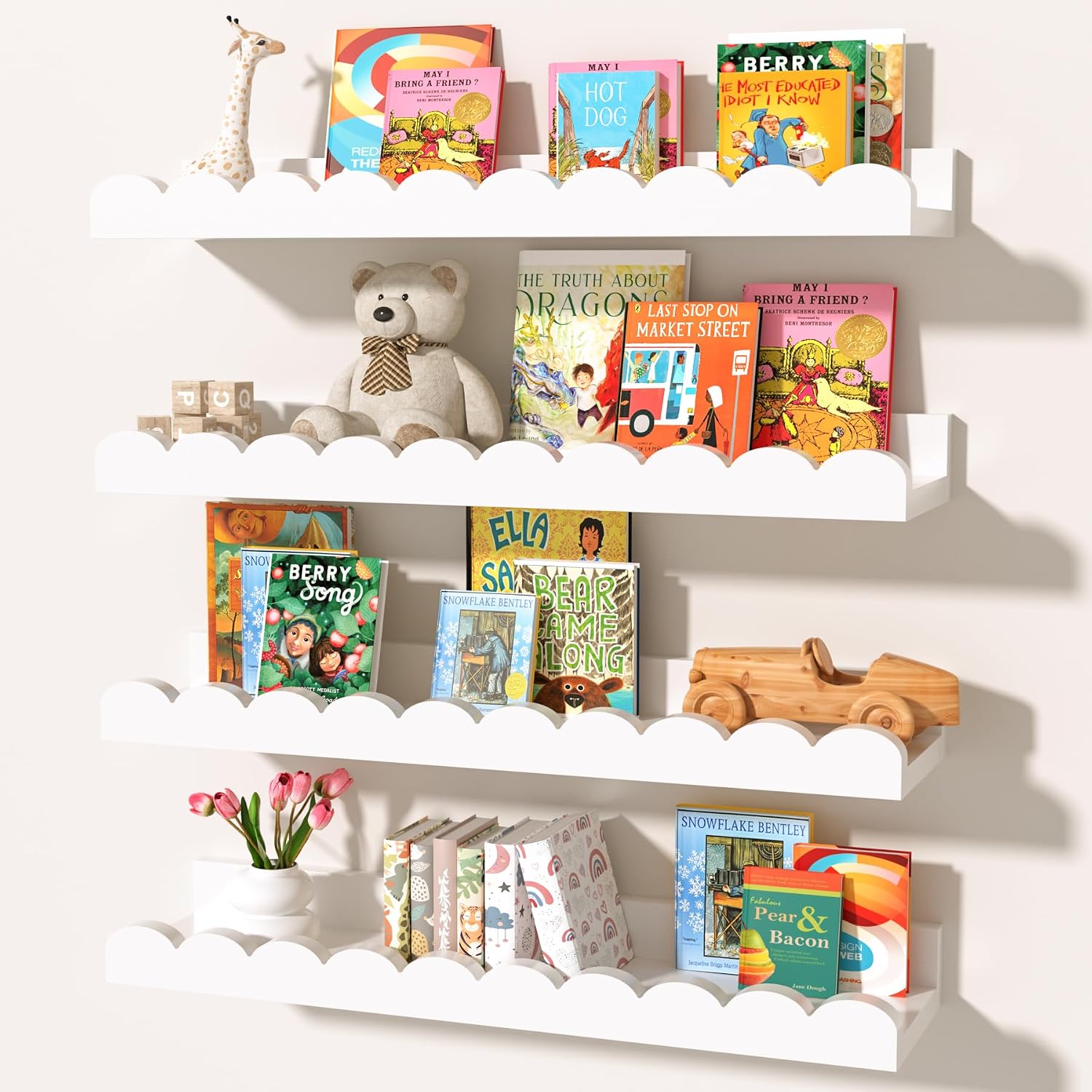 Set aus 4 weißen, gewellten, s – Baby Nursery Floating Shelves Bewertung und Preis